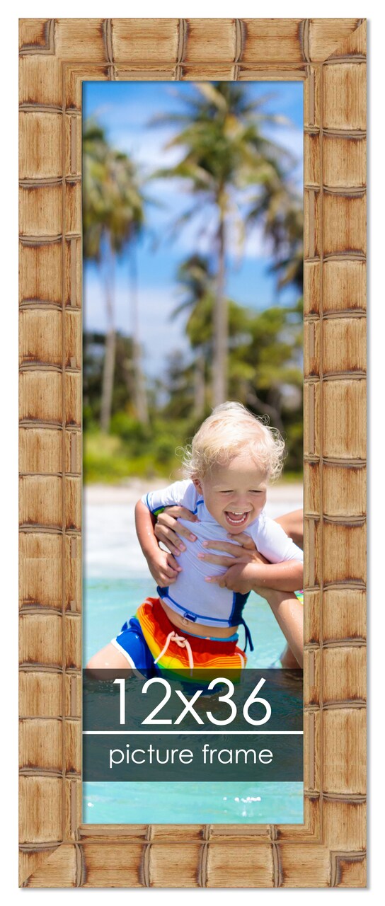 12x36 Wide Bamboo Picture Frame with UV-Resistant Acrylic & Acid Free Backing, Available in 4 Finishes - Brown, Black, Silver, and Natural